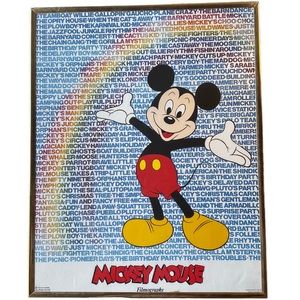 Vintage 1980’s Walt Disney Framed Mickey Mouse Filmography Poster Framed